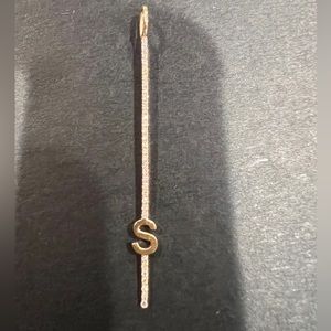 770 Fine Jewelry Solid Initial Pave Bar Charm